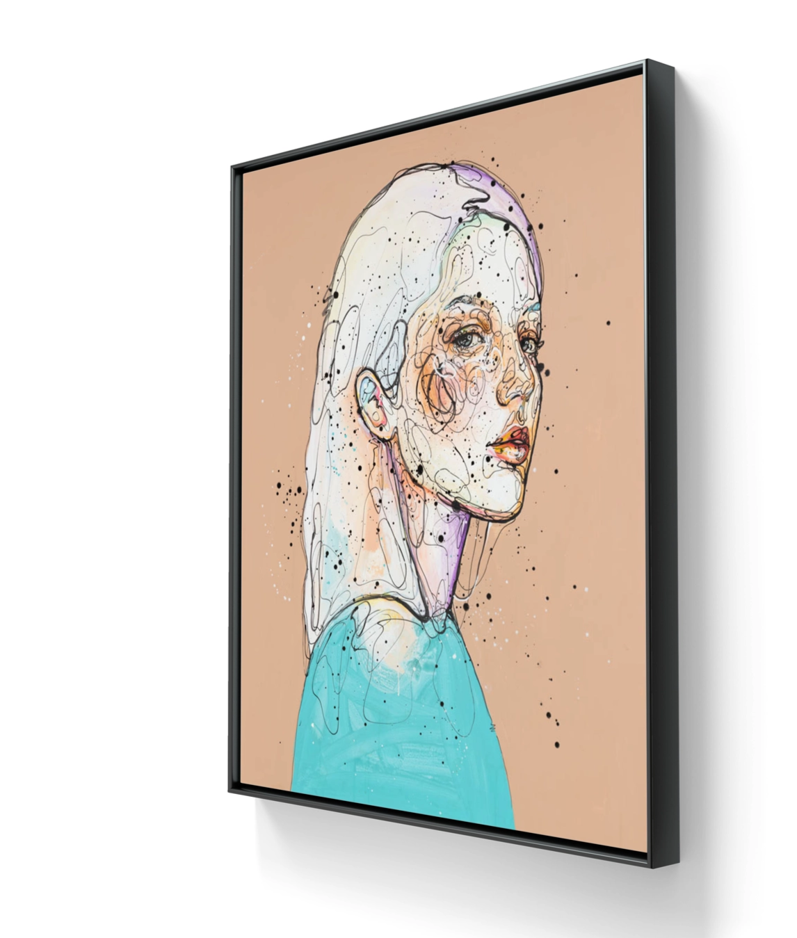 Maleriet "Fryktløs" leveres med sort ramme. 