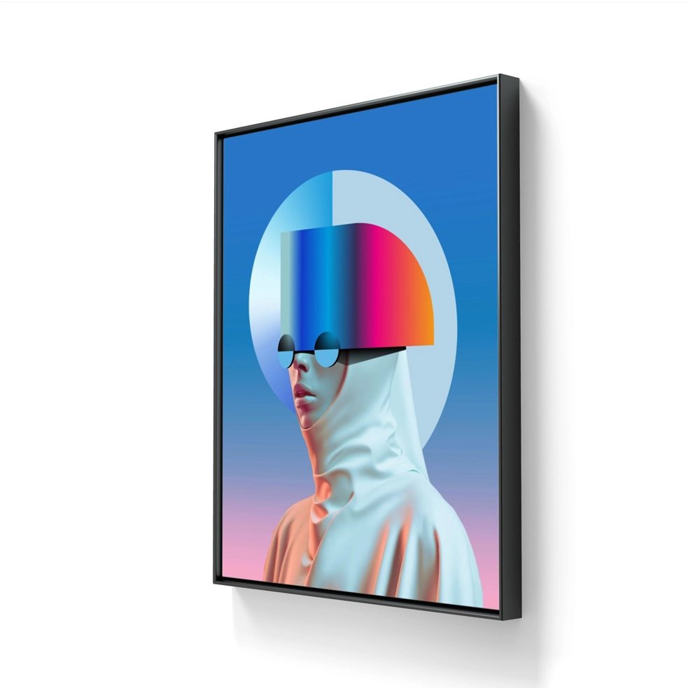 Future Nomad maleri leveres med sort ramme. 