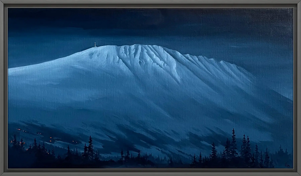 Detaljebilde av maleriet "Gaustatoppen". Laget med olje på linlerret.