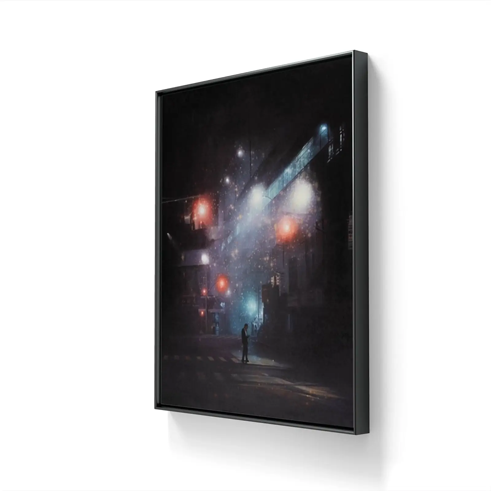 Kunsttrykket "illuminated" kommer i en versjon på lerret, denne er innrammet.