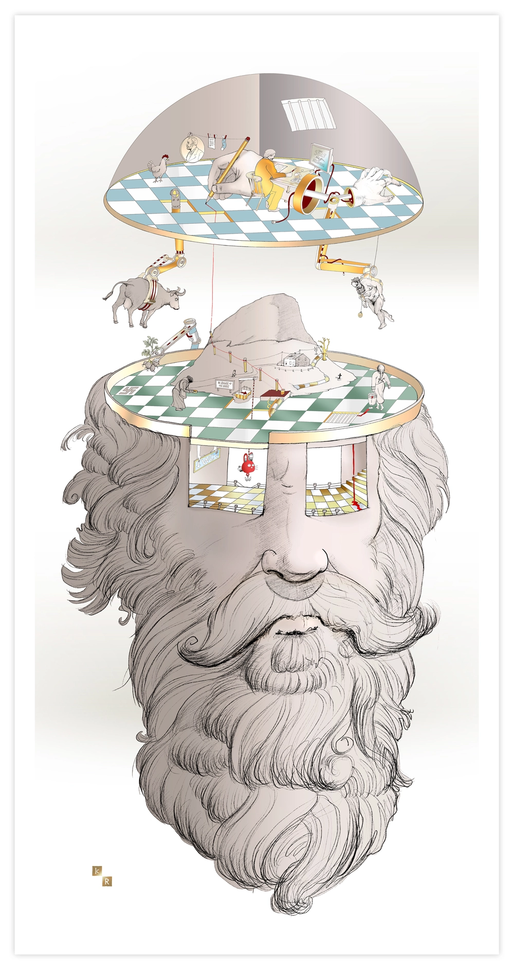 Detaljebilde av kunsttrykket "Isak" av kunstnerduoen Reisanger. 