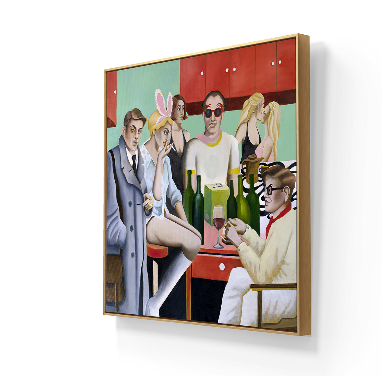 Kunsttrykket «Kitchen» kommer i en størrelse på lerret med håndkolorering og leveres ferdig innrammet