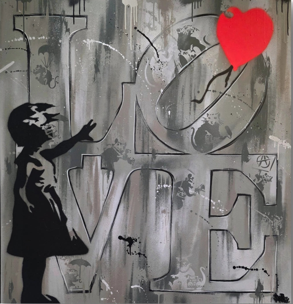 Kunstverket "Love" kommer i størrelsen 100 x 100 cm