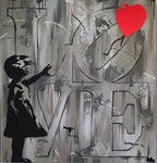 Kunstverket "Love" kommer i størrelsen 100 x 100 cm