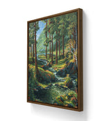 Maleriet "ly" leveres ferdig innrammet med mørk eikeramme