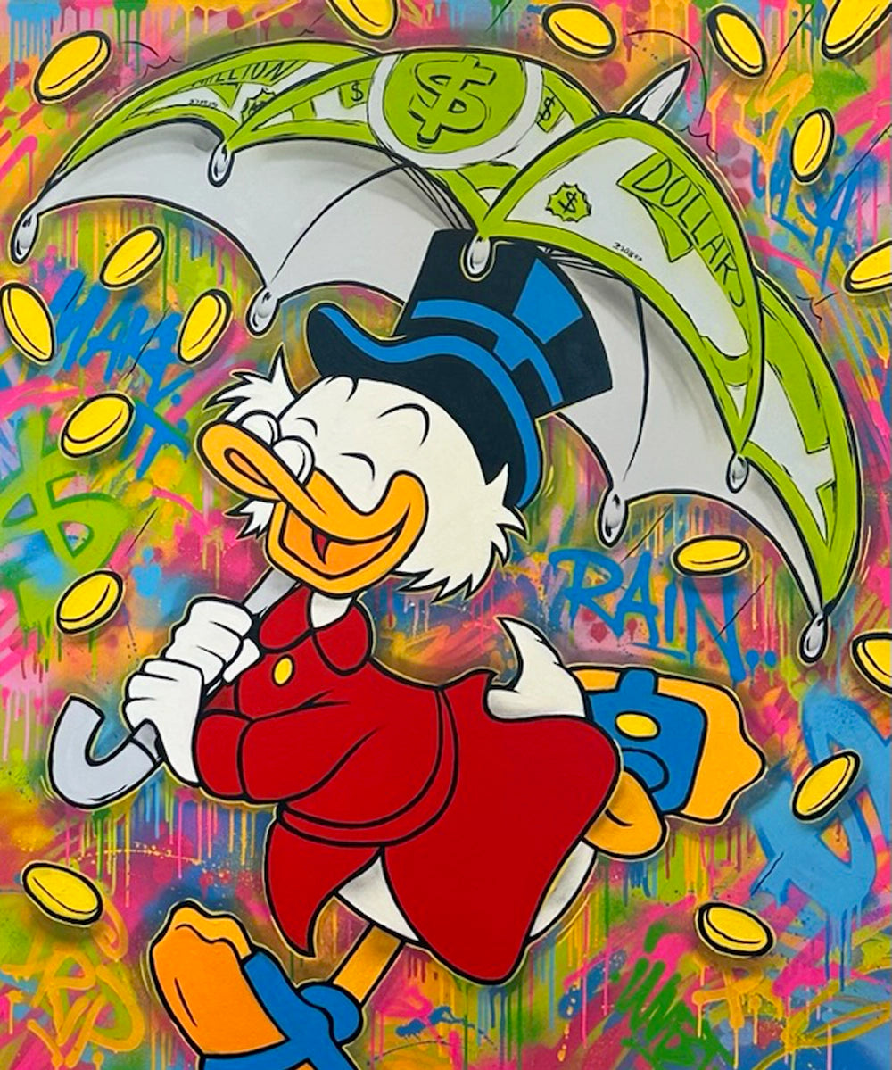 Detaljebilde av maleriet "Make it rain" av den norske kunstneren Salke1