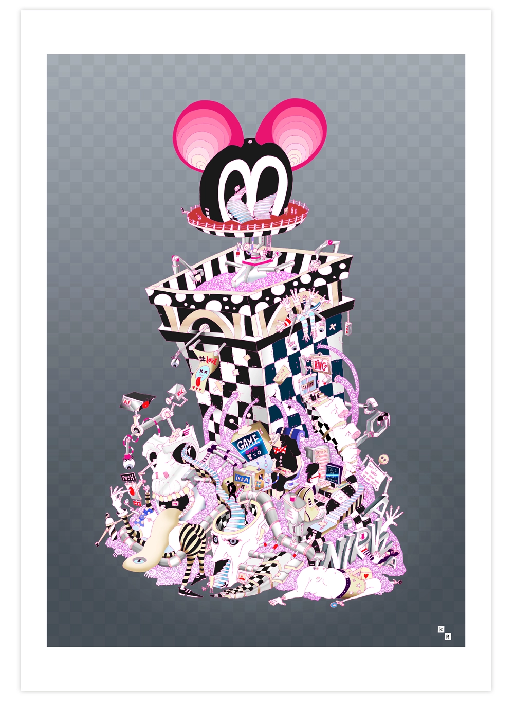 Detaljebilde av kunsttrykket "Maze". 