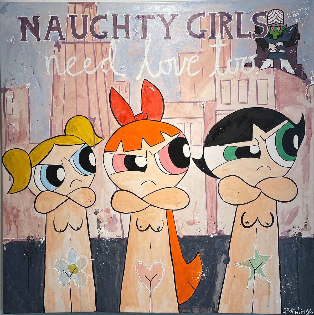 Naughty girls er laget med akryl på lerret av kunstneren Julia Flak