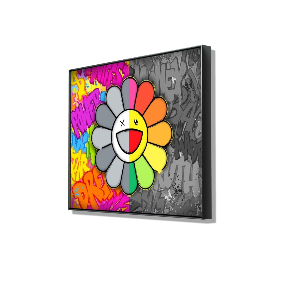 No Rain, no flower kommer i to ulike versjoner. En på lerret og en på kunstpapir. 