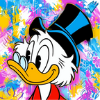 Detaljebilde av DGA trykket "Onkel Skrue" av Salke1. 