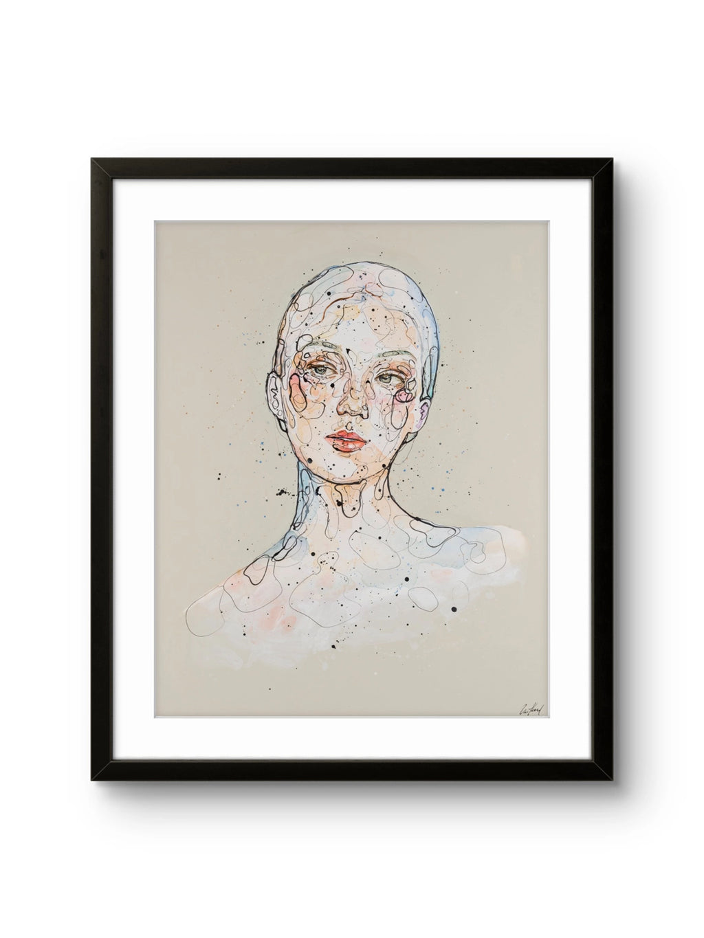 Fine art giclée trykket "Sikker" av den norske kunstneren Lea Alstad, signert og nummerert i et begrenset opplag