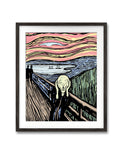 Kunsttrykket "Pastel scream" kommer i to ulike størrelser og er trykket på to ulike medium.