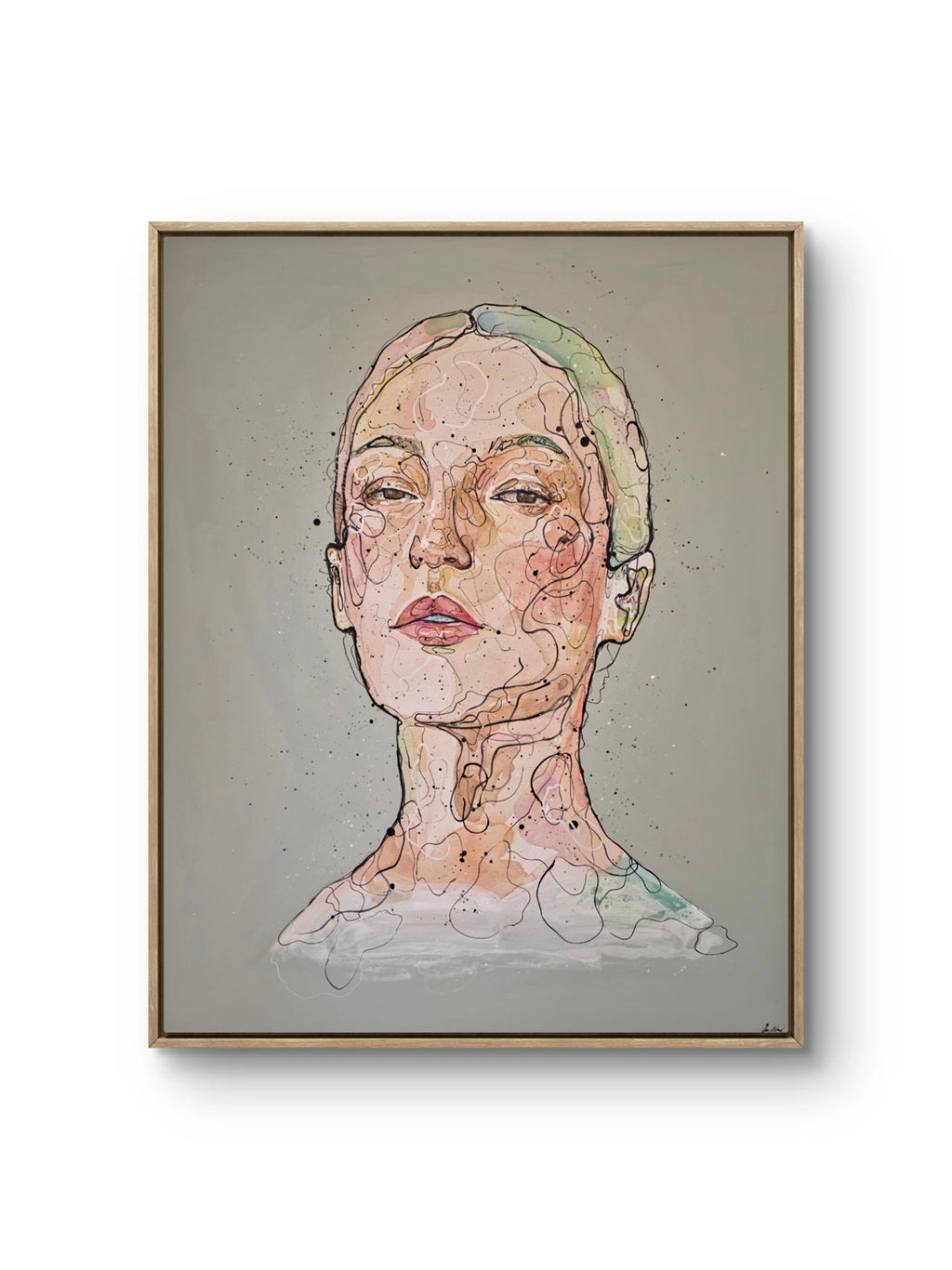 Maleriet "Sorry not sorry" kommer i størrelsen 120 x 100 cm