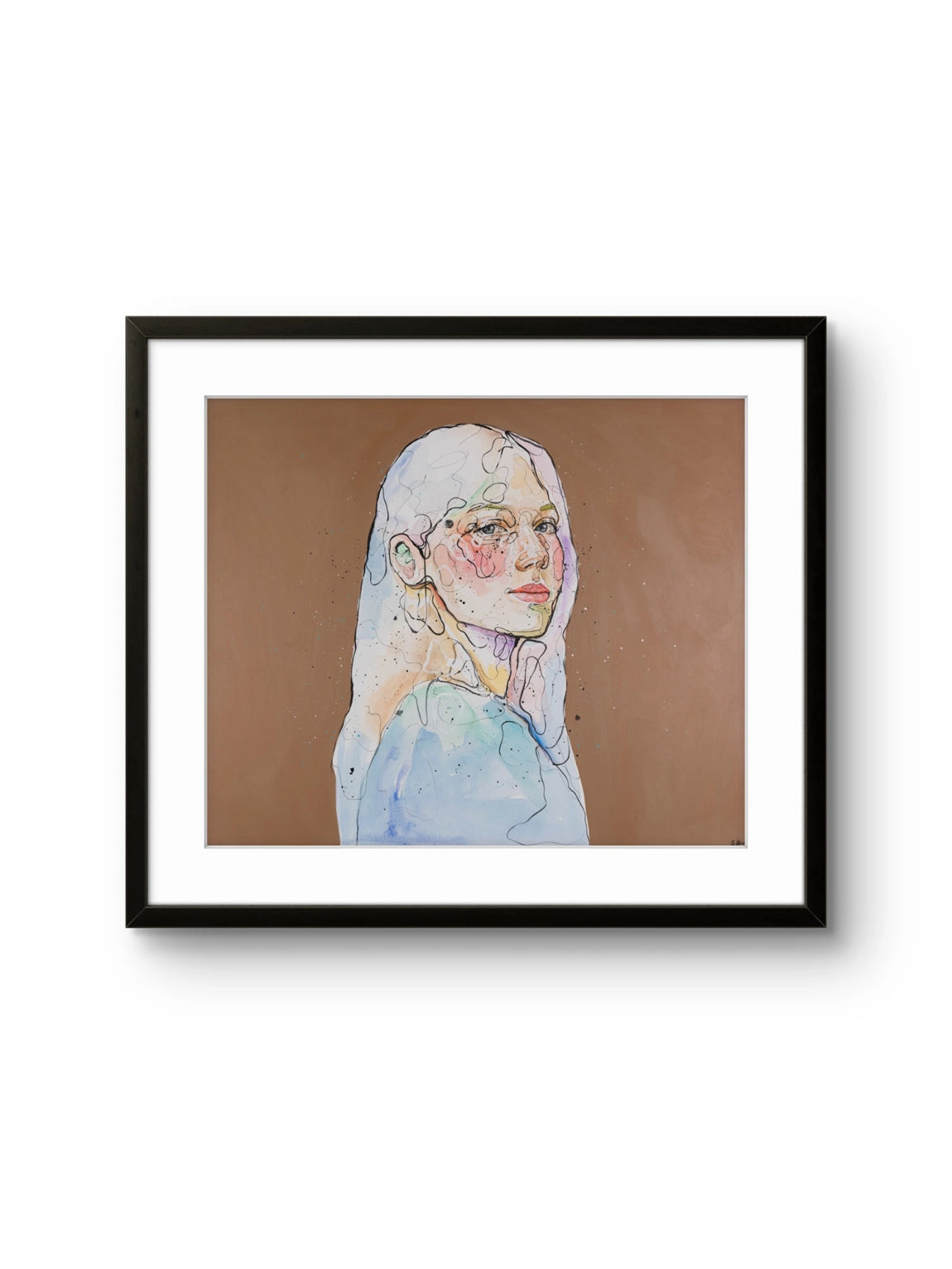 Fine art giclée trykket "Speil" av den norske kunstneren Lea Alstad, signert og nummerert i et begrenset opplag.