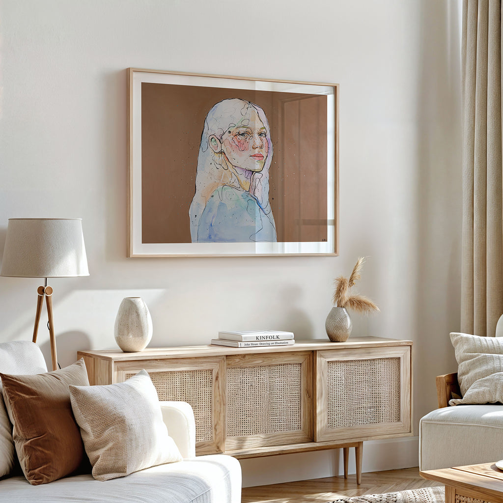 Fine art giclée trykket "Speil" kommer i tre ulike størrelser.