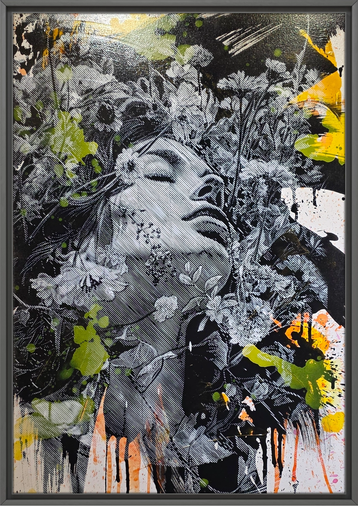 "Stil life" av SNIK leveres ferdig innrammet med en sort ramme. 