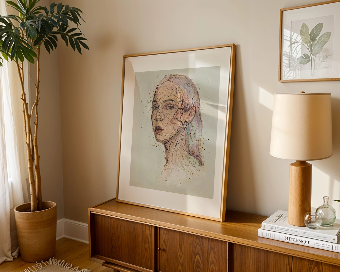 Kunsttrykket "Tale" - her innrammet med en ramme av eik. 