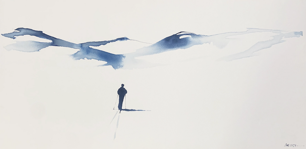 "Underveis 1" er laget med akvarell på 400 grams kunstpapir.