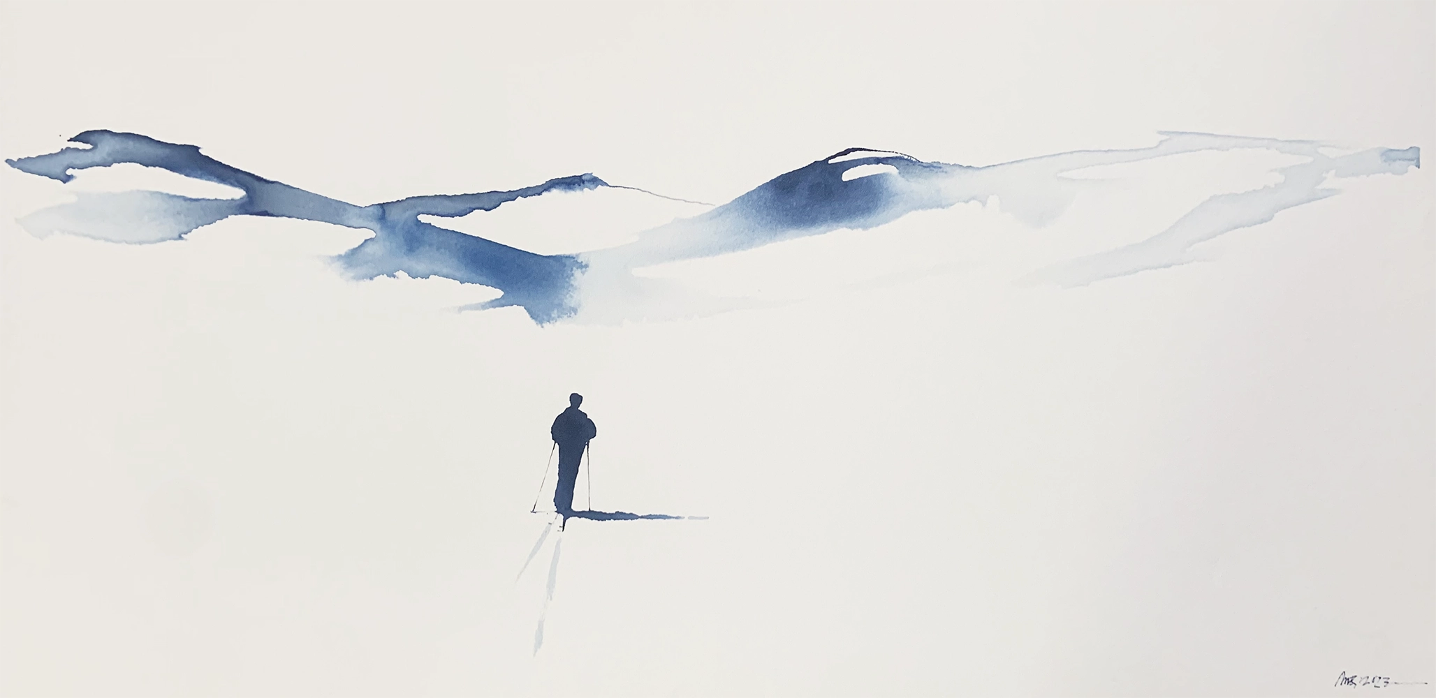 "Underveis 1" er laget med akvarell på 400 grams kunstpapir.