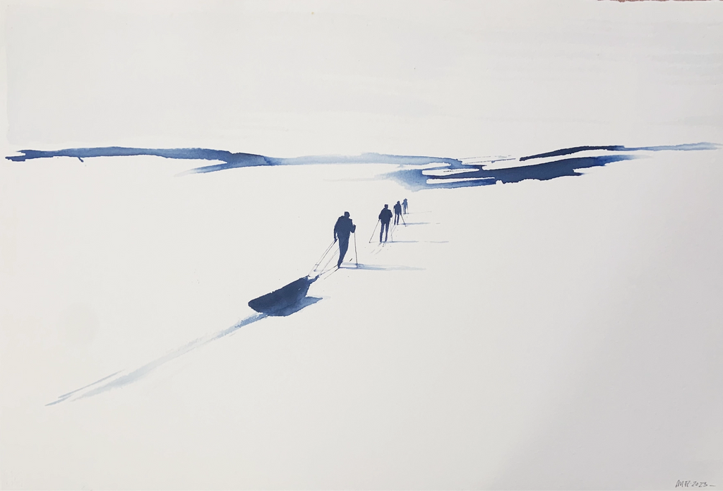 Detaljebilde av maleriet "Underveis 2" av Mona Eckhoff