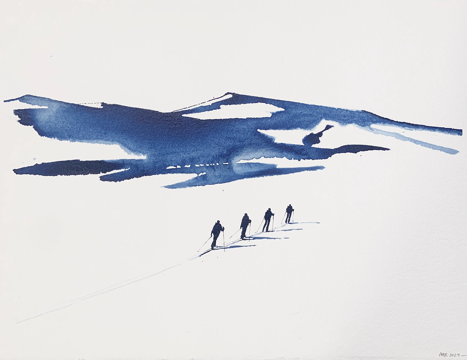 Kunstverket "Underveis 6" laget med akvarell på kunstpapir. 