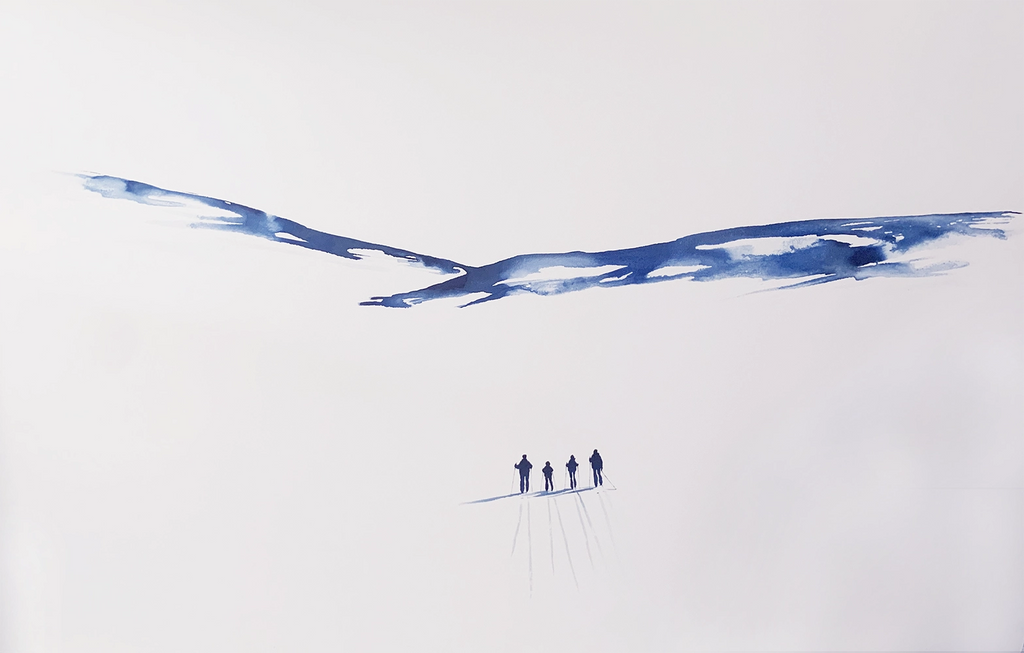 Detaljebilde av maleriet "Underveis 7" av Mona Eckhoff. 