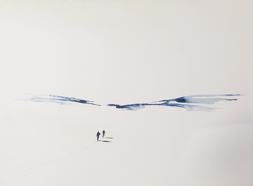 Detaljebilde av maleriet "Underveis 8" av Mona Eckhoff. 