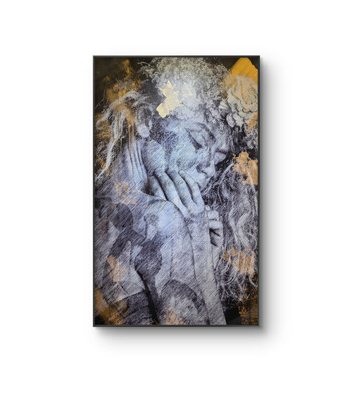 Maleriet "We Begin" gold edition av gatekunstnerduoen Snik.