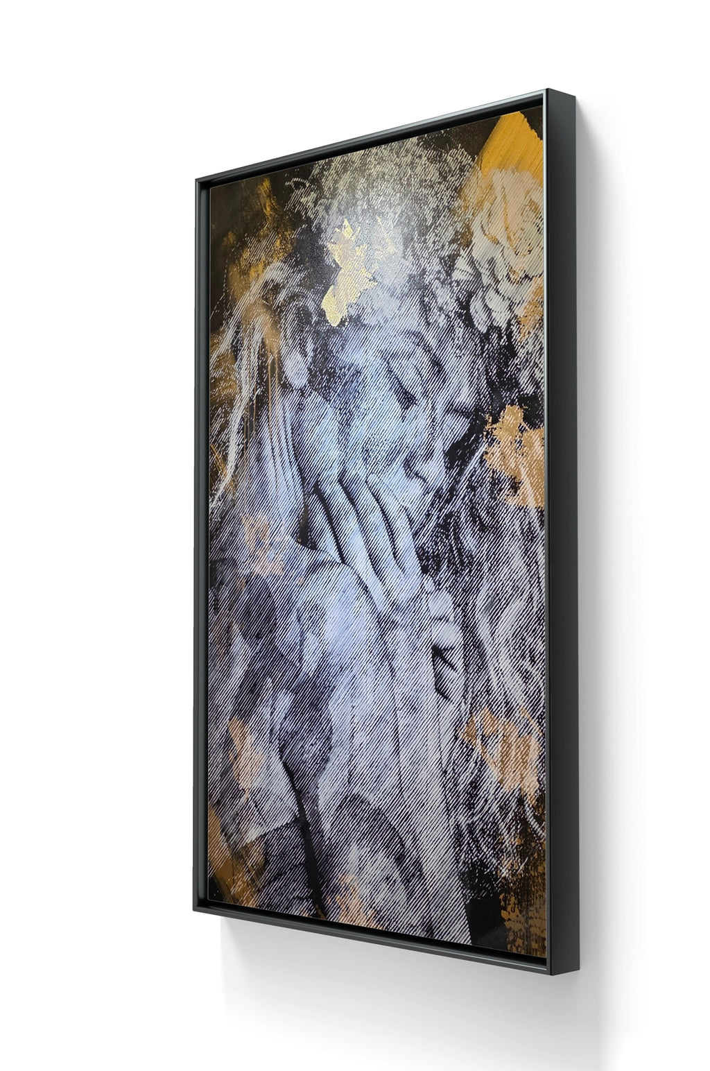 Maleriet "We Begin" av SNIK leveres ferdig innrammet med en sort ramme.