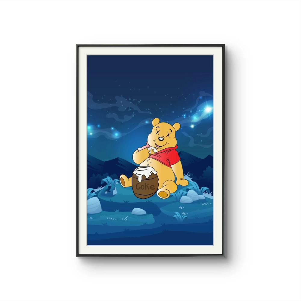 Digitalt grafisk kunsttrykket "Winnie the pooh" av den norske grafikeren Ivar Grøtta