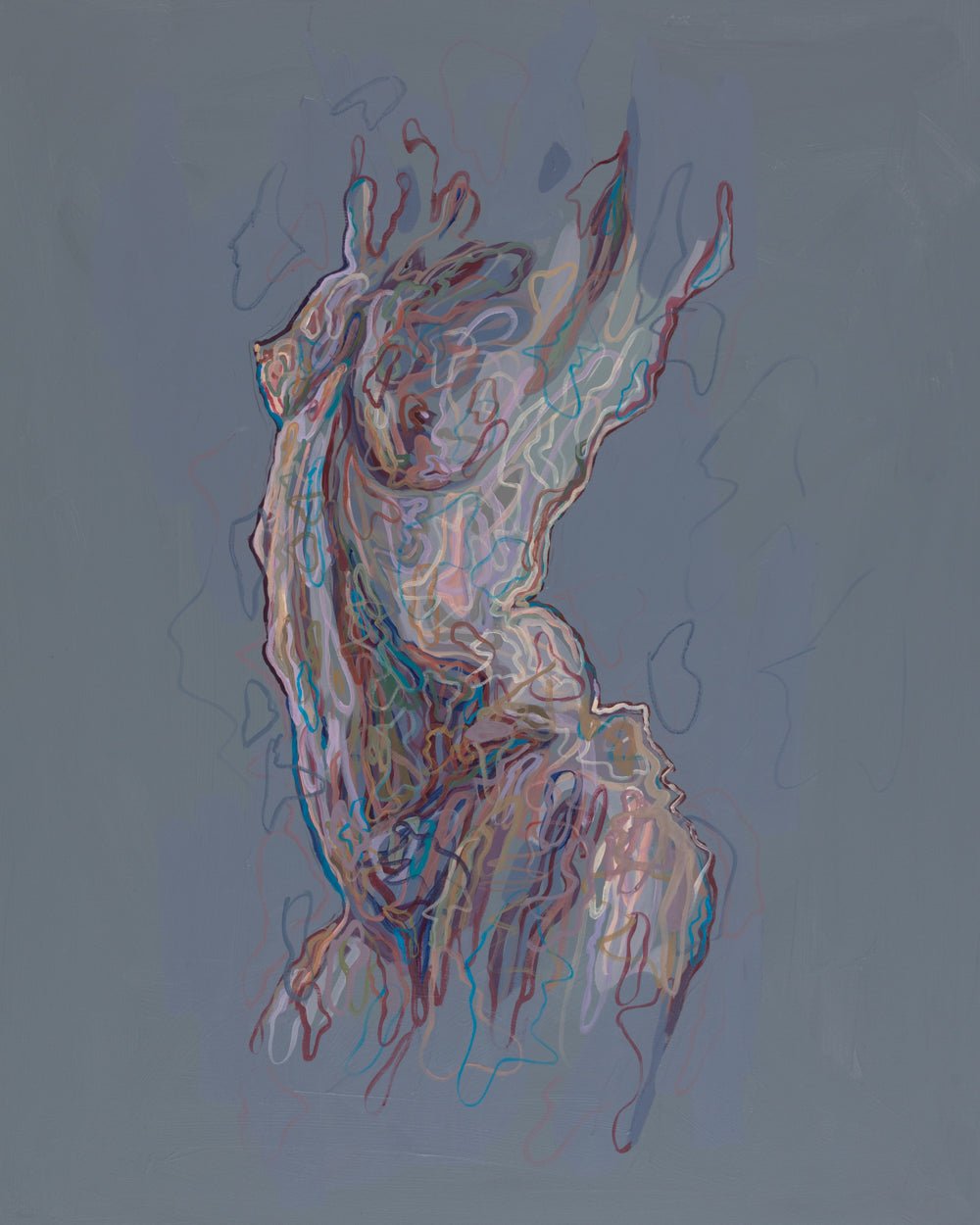 Trykket "Here and now" på lerret leveres ferdig innrammet med en sort ramme