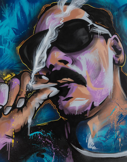 Snoop D.O Double G et kunstverk av Salke. Laget med spray på lerret. 